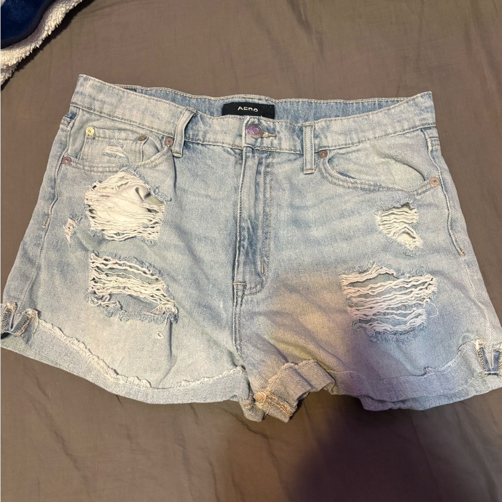 Aeropostale Light Blue Ripped Jean Shorts